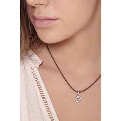 Pendentif dauphin en or blanc 18K