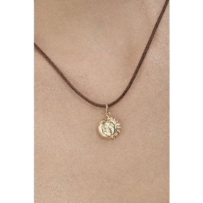 Pendentif soleil et lune en or jaune 18k