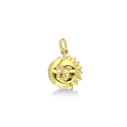 Pendentif soleil et lune en or jaune 18k
