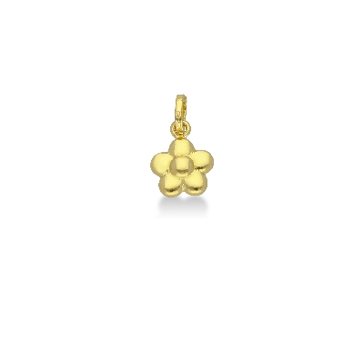 Pendentif fleur bombée en or jaune 18k