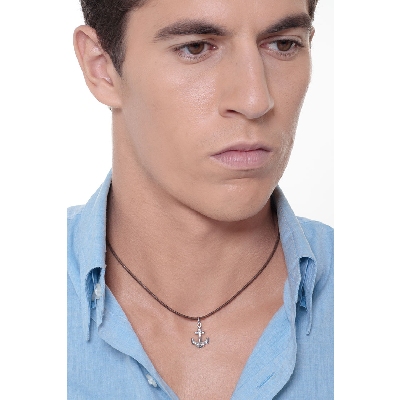 Pendentif Ancre en or blanc 18k