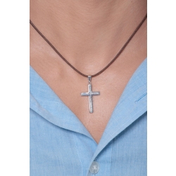 Pendentif croix en or blanc 18 carats diamanté 2