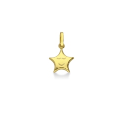 Pendentif étoile avec visage en or jaune 18k