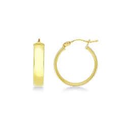 Boucles doreilles circulaires a tige plate en or jaune 18k