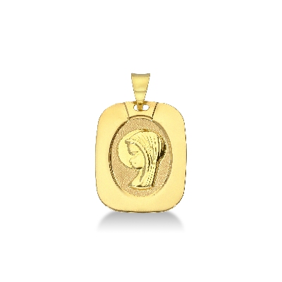 Médaille religieuse de la Vierge en or jaune 18k