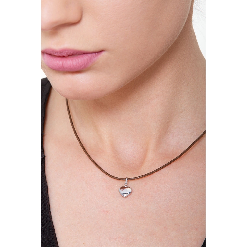 Pendentif cœur en or blanc 18K