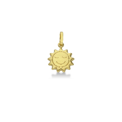 Pendentif Soleil avec sourire en or jaune 18k