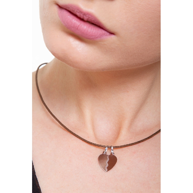 Pendentif cœur divisible en or blanc 18k, 1,5 cm.