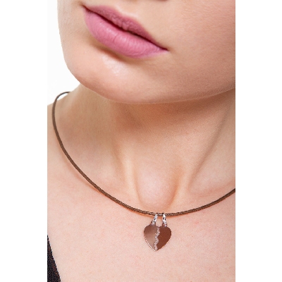 Pendentif cœur divisible en or blanc 18k, 1,5 cm.