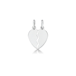 Pendentif cœur divisible en or blanc 18k, 1,5 cm.