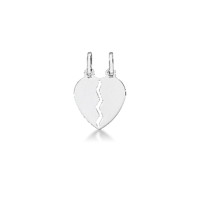 Pendentif cœur divisible en or blanc 18k, 1,5 cm.