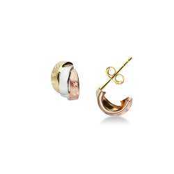 Boucles doreilles en or jaune blanc et rose 18k