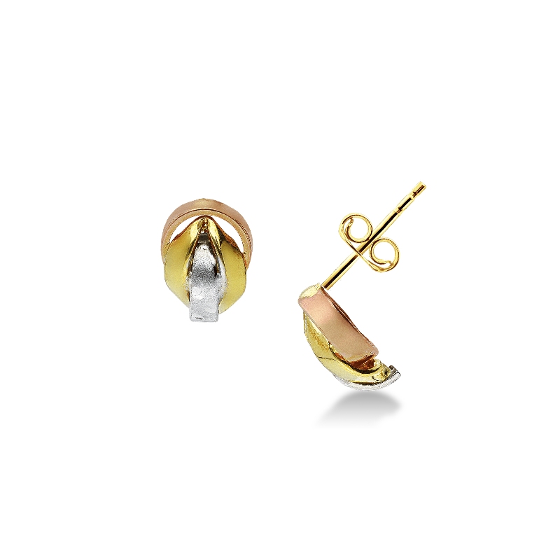 Boucles d’oreilles tressées en or blanc, jaune et rose 18K Boucles d’oreilles tressées en or blanc, jaune et rose 18K
