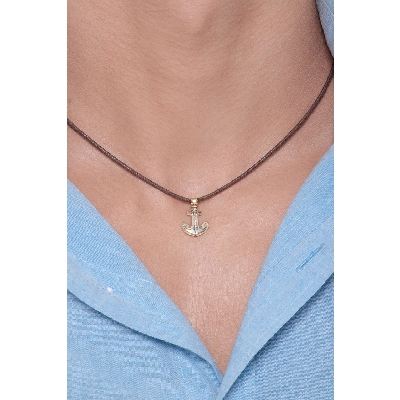 Pendentif Ancre en or blanc et or jaune 18k