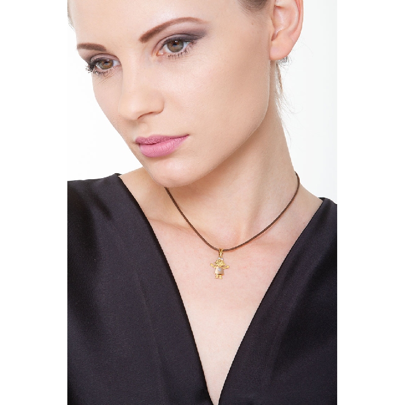 Pendentif pour fille en or blanc, jaune et rose 18k