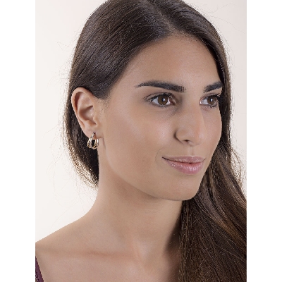 Boucles d’oreilles ovales en or blanc et jaune 18k