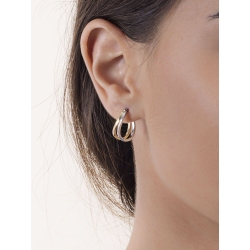 Boucles d’oreilles ovales en or blanc et jaune 18k 2