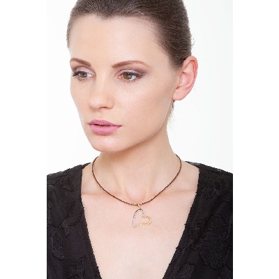 Pendentif cœur en or 18K blanc et jaune