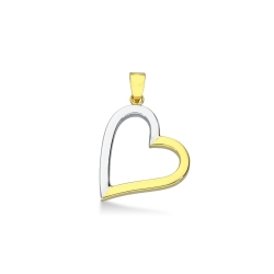 Pendentif cœur en or 18K blanc et jaune