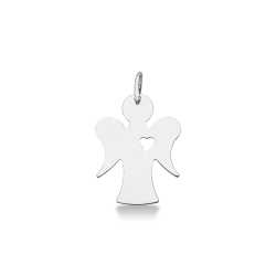 Pendentif en or blanc 18k un petit ange avec un cœur