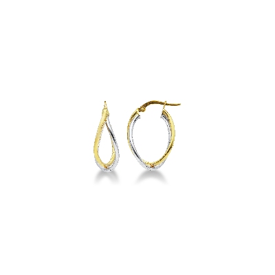 Boucles d’oreilles ovales entrelacées en or blanc et jaune