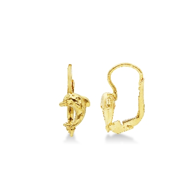 Boucles d'oreilles créoles avec dauphin en or jaune 18k