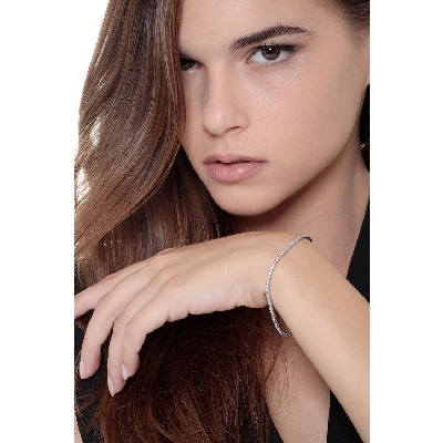 Bracelet Tennis pour Femme en Or Blanc 18k avec Zircones, 18 cm