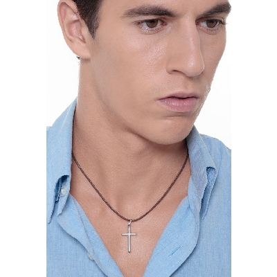 Pendentif croix classique Or Blanc 18k