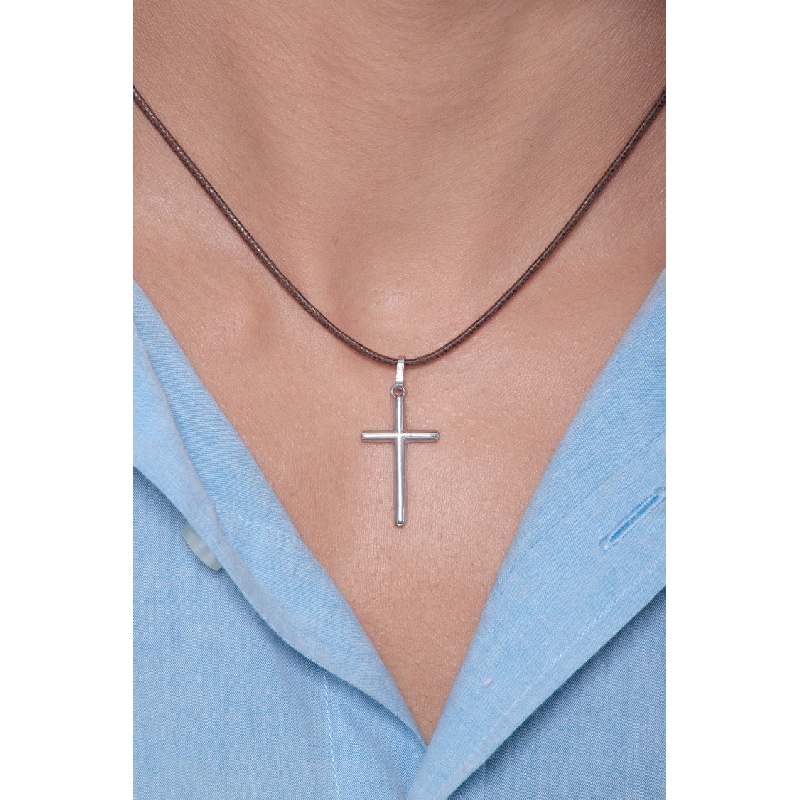 Pendentif croix classique Or Blanc 18k