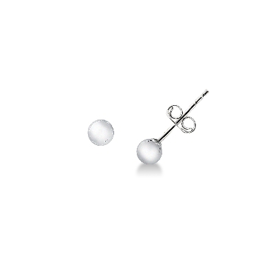 Boucles d’oreilles boule en or blanc 18k 4 mm