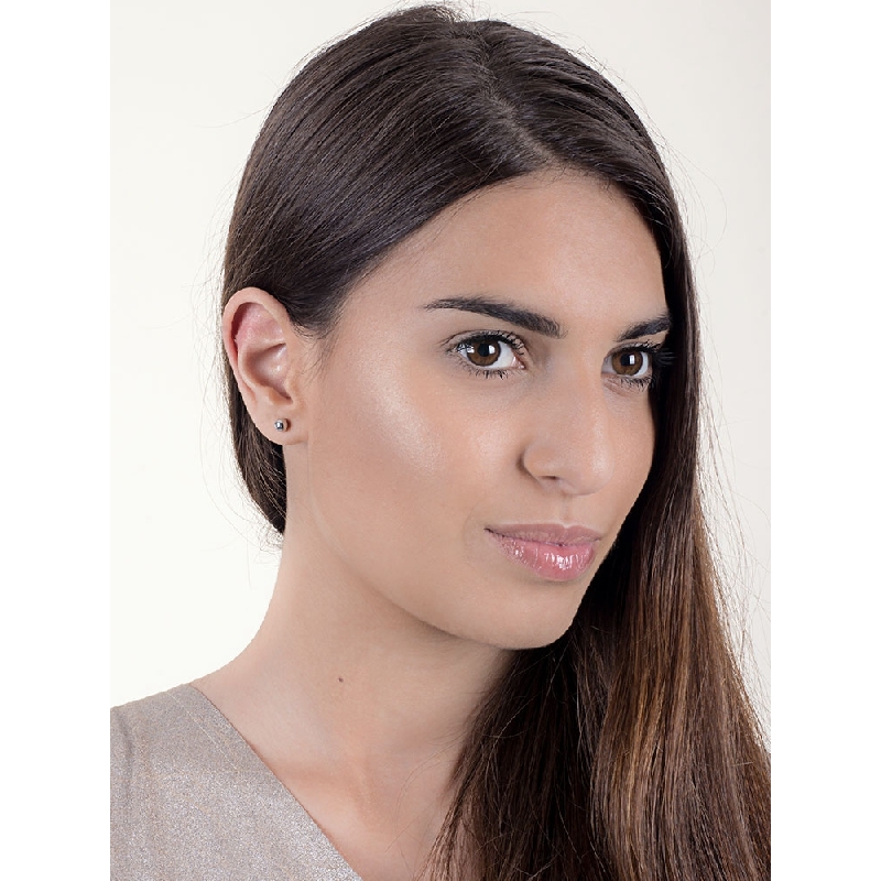 Boucles d'oreilles boule en or blanc 18k