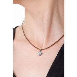 Pendentif cœur en or blanc 18K diamanté, 1 cm 2