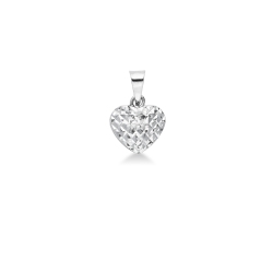Pendentif cœur en or blanc 18K diamanté, 1 cm