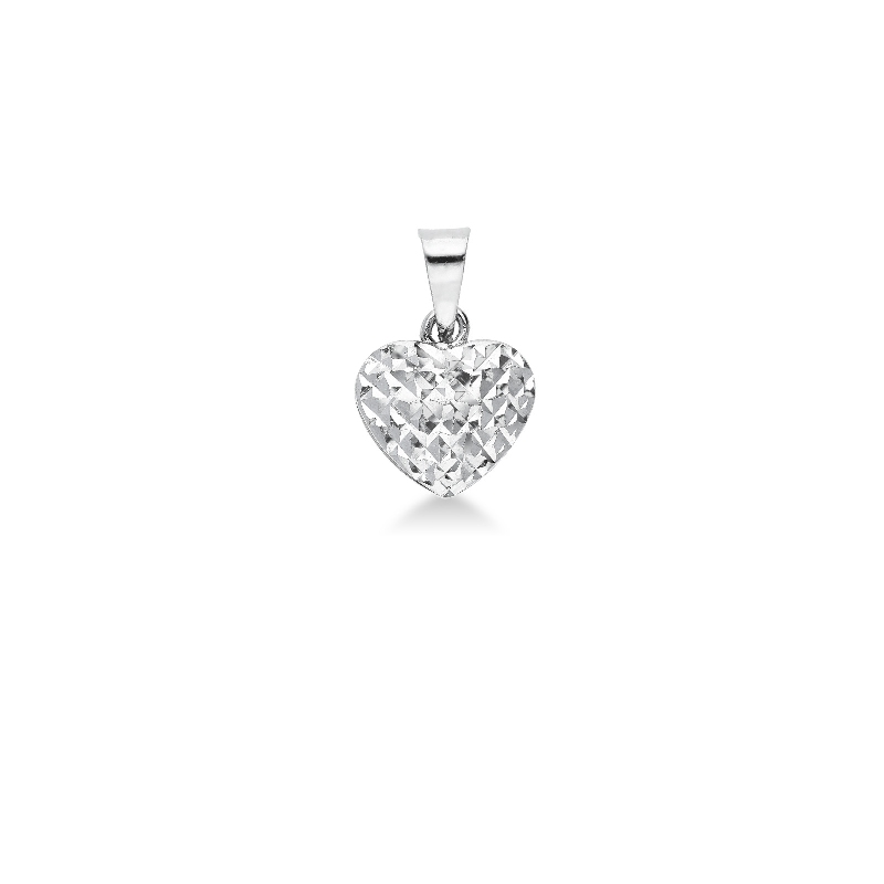 Pendentif cœur en or blanc 18K diamanté, 1 cm