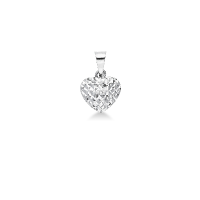Pendentif cœur en or blanc 18K diamanté, 1 cm