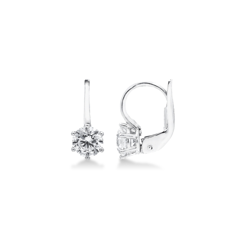 Boucles d’oreilles griffes en or blanc 18K avec zircones Boucles d’oreilles griffes en or blanc 18K avec zircones