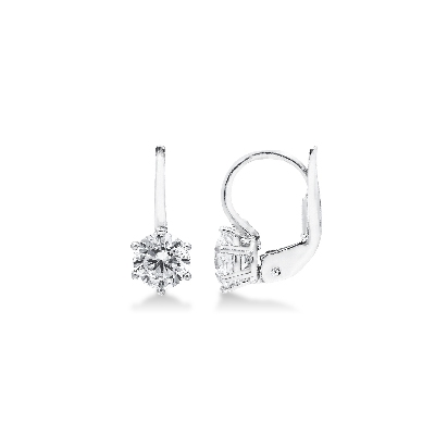 Boucles d’oreilles griffes en or blanc 18K avec zircones