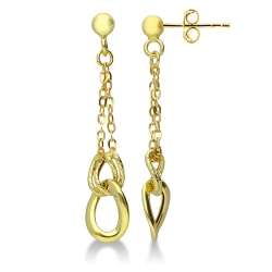 Boucles d’oreilles pendantes en or jaune avec chaîne