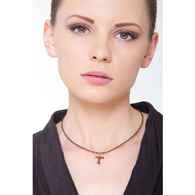 Pendentif Croix Tau en or blanc 18k