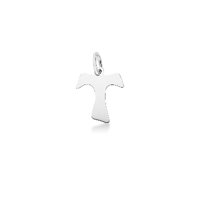 Pendentif Croix Tau en or blanc 18k