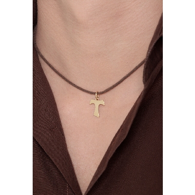 Pendentif Croix Tau Or Jaune 18k