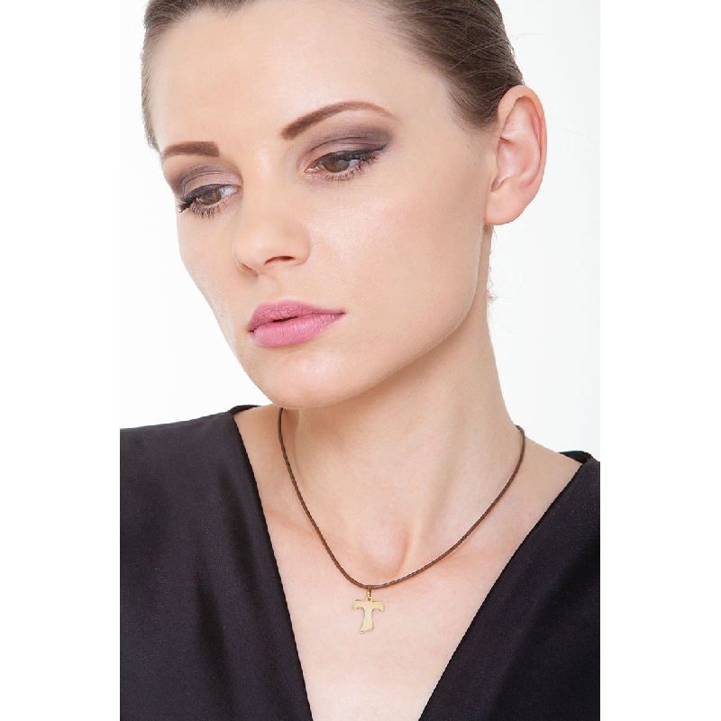 Pendentif Croix Tau Or Jaune 18k