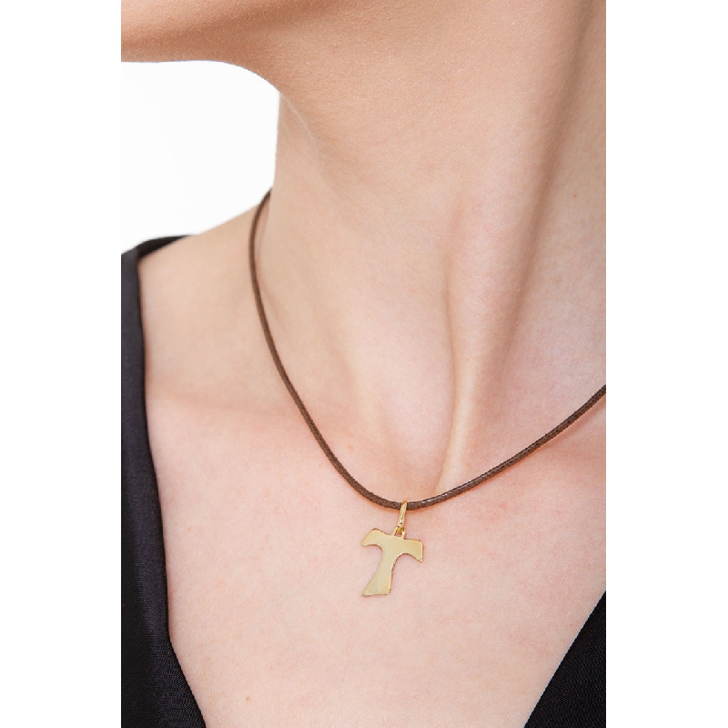 Pendentif Croix Tau Or Jaune 18k