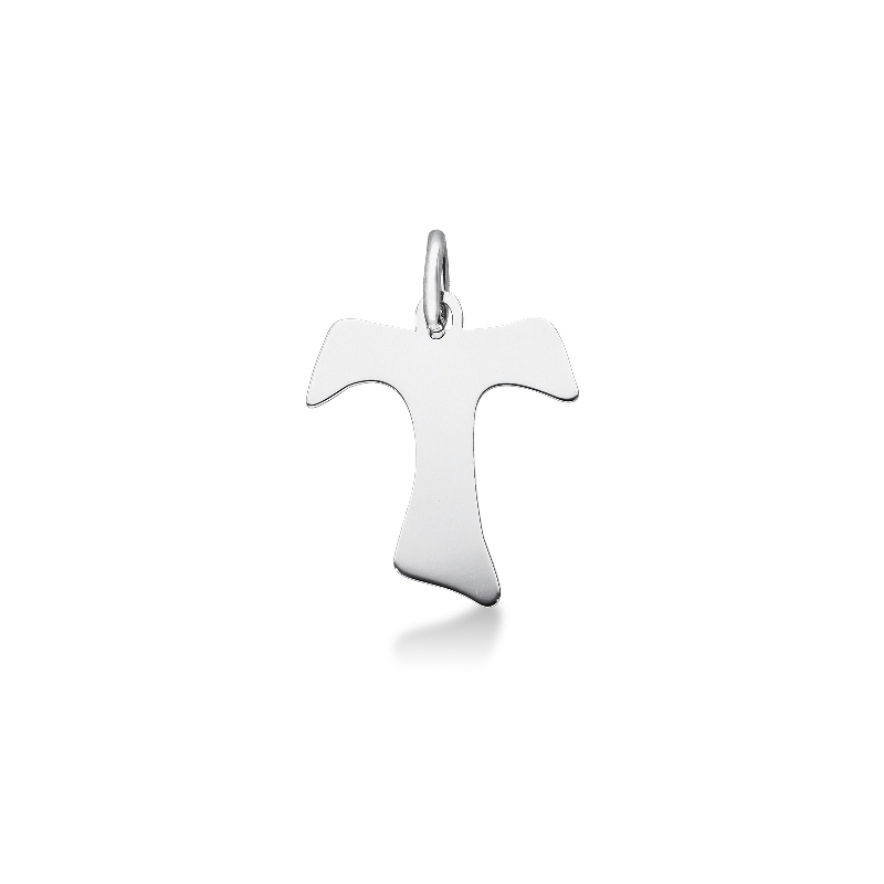 Pendentif Croix Tau Or Blanc 18k