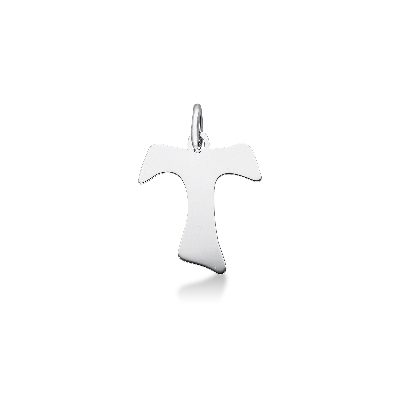 Pendentif Croix Tau Or Blanc 18k