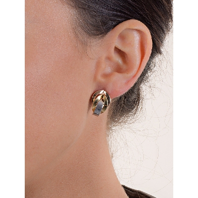 Boucles d’oreilles entrelacés en trois ors 18k