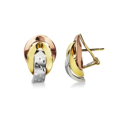 Boucles d’oreilles entrelacés en trois ors 18k