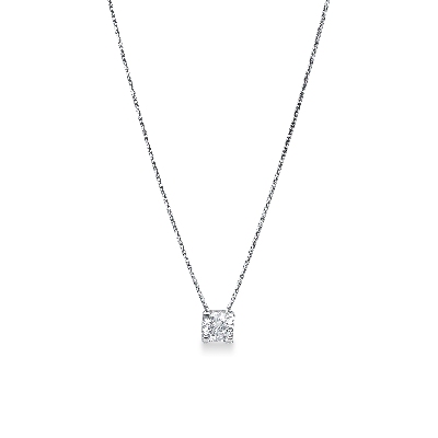 Puce quatre griffes en or blanc 18K avec zircon central