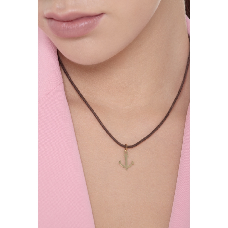 Pendentif unisex Ancre en or blanc 18k