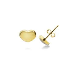 Puces tendance à cœur en or jaune 18k